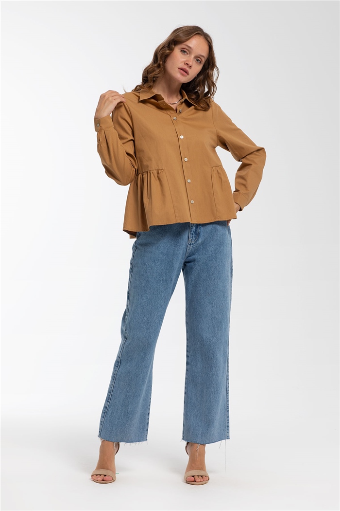 Nisan Düğmeli  Gömlek  CAMEL  N21-1236