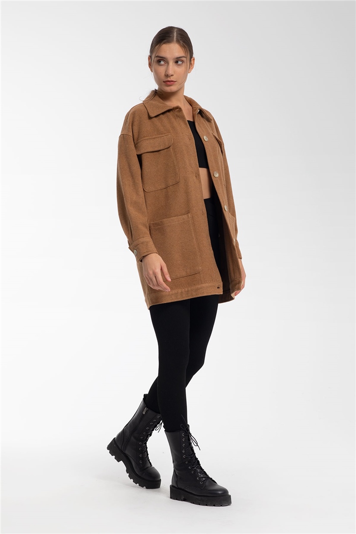 Nisan Düğmeli Mont  CAMEL  N21-1245