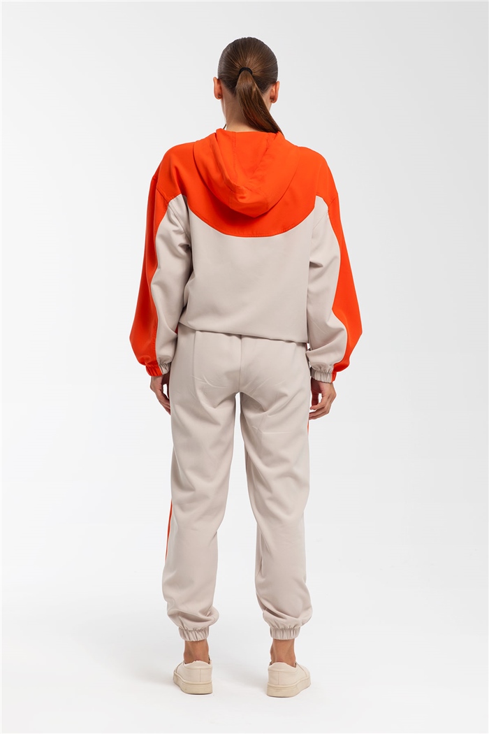 Nisan Fermuarlı Garnili Sweatshirt  BEJ-ORANJ  N21-1223