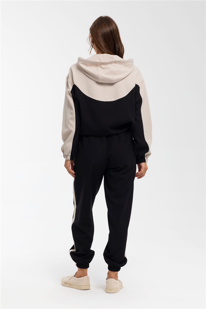 Nisan Fermuarlı Garnili Sweatshirt  SİYAH-BEJ  N21-1223