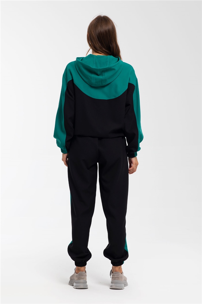Nisan Fermuarlı Garnili Sweatshirt  SİYAH-YEŞİL  N21-1223