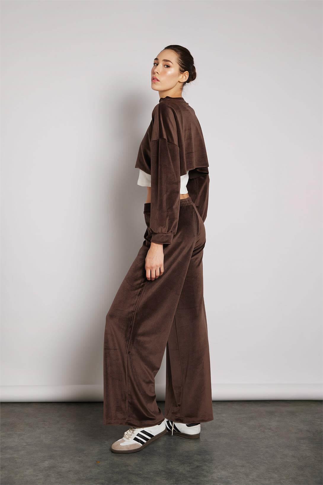 Nisan Kadın BELİ LASTİKLİ KADİFE PANTOLON KAHVE N25-1990