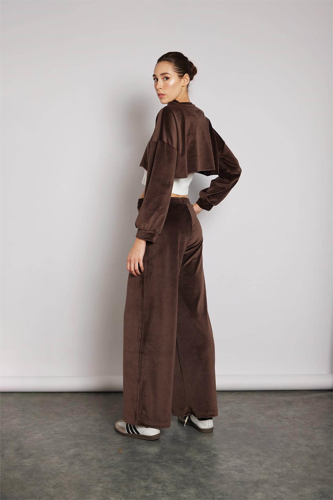 Nisan Kadın BELİ LASTİKLİ KADİFE PANTOLON KAHVE N25-1990