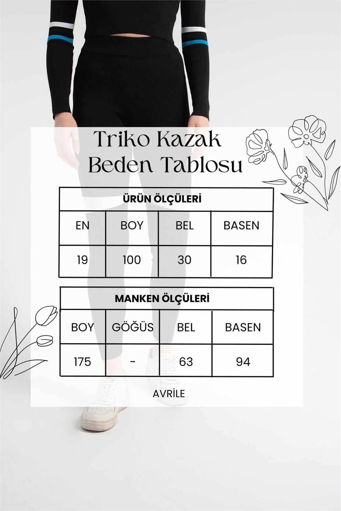 Nisan Kadın Garnili Triko Tayt SİYAH-BEYAZ TT3795-Z