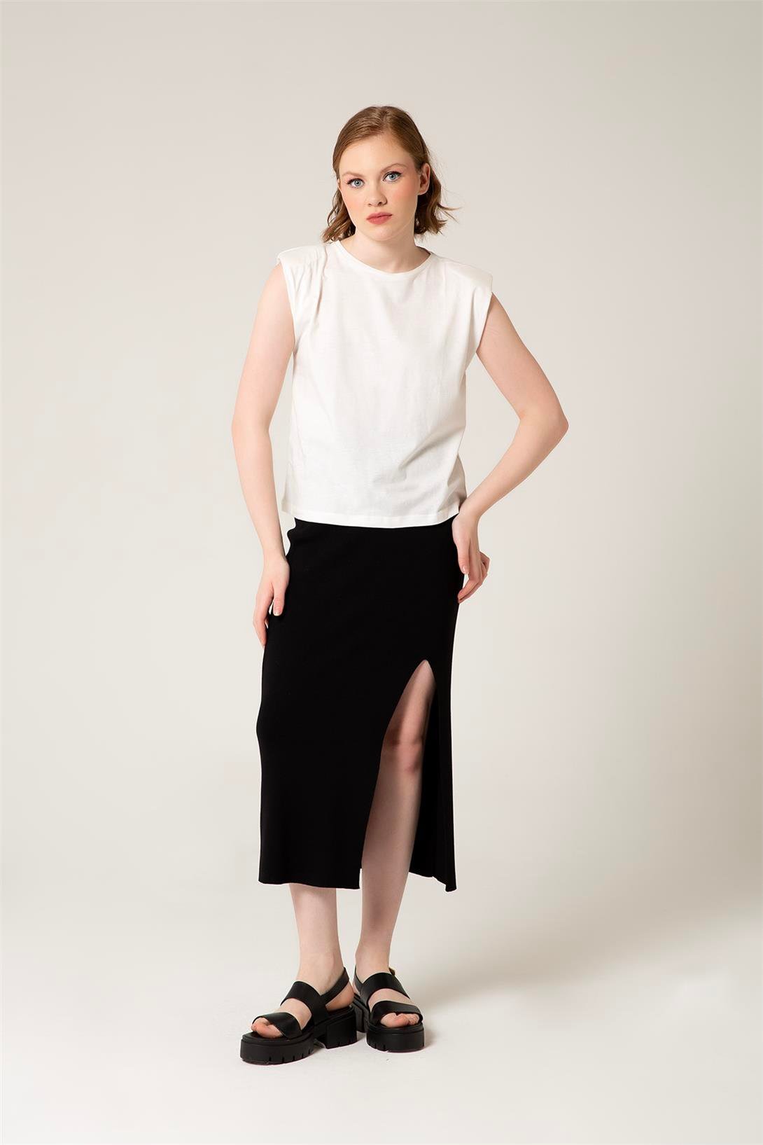 Nisan Kadın VATKALI T-SHIRT BEYAZ N22-1325