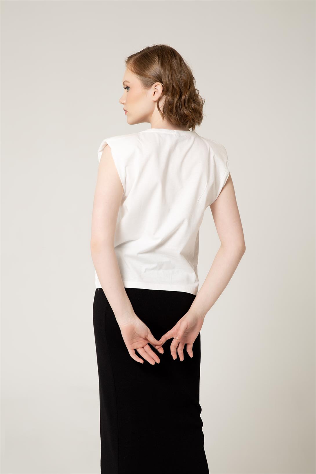 Nisan Kadın VATKALI T-SHIRT BEYAZ N22-1325