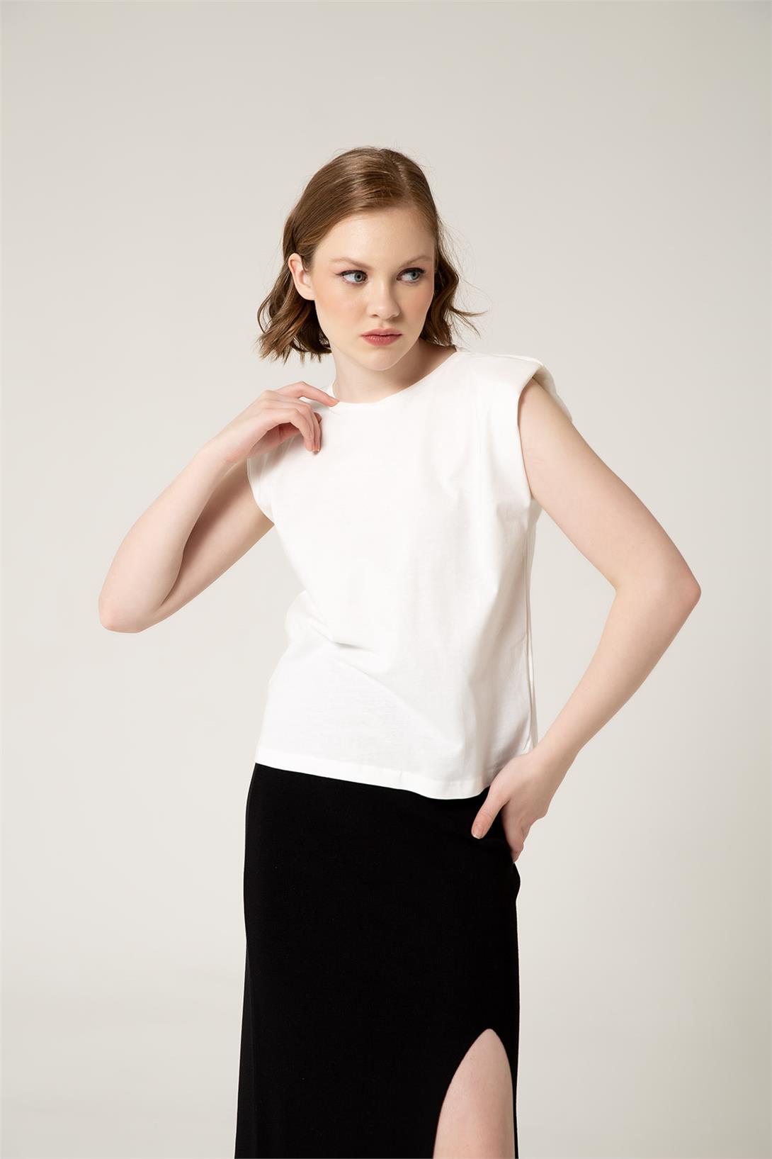 Nisan Kadın VATKALI T-SHIRT BEYAZ N22-1325