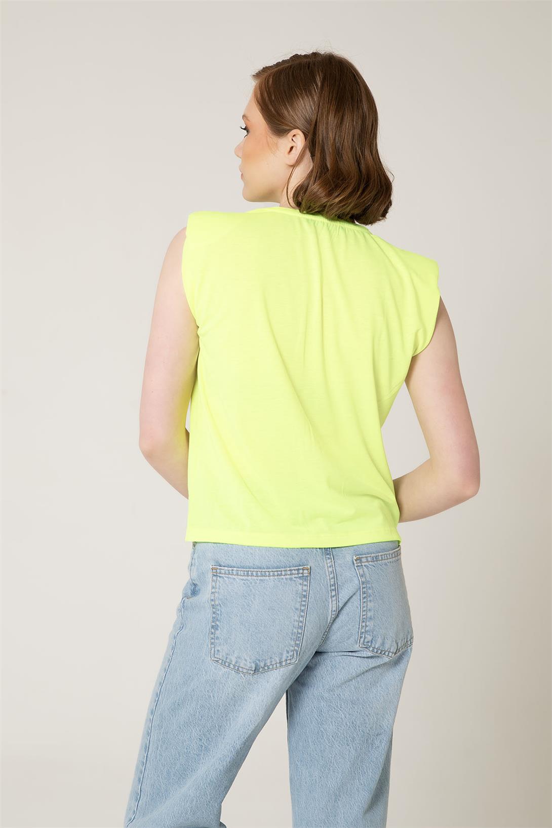 Nisan Kadın VATKALI T-SHIRT NEON SARI N22-1325