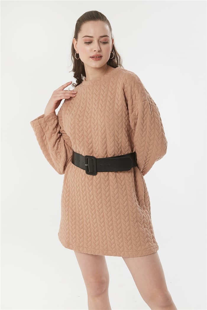 Nisan Kapitone Elbise  CAMEL  N22-1292