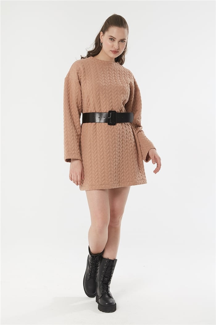 Nisan Kapitone Elbise  CAMEL  N22-1292