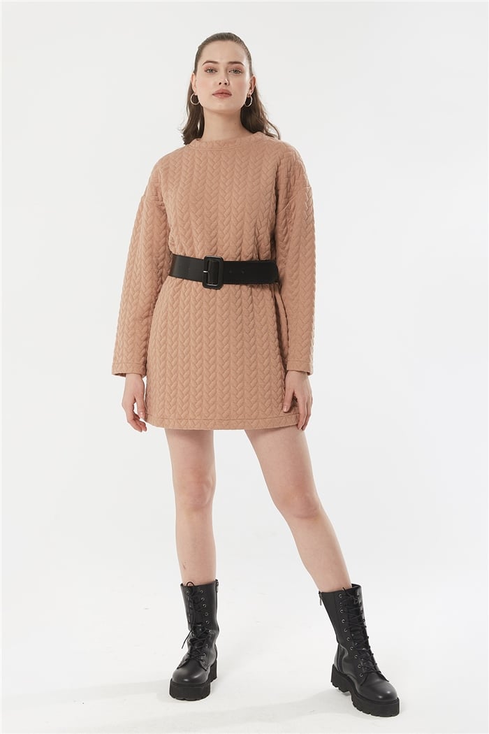 Nisan Kapitone Elbise  CAMEL  N22-1292