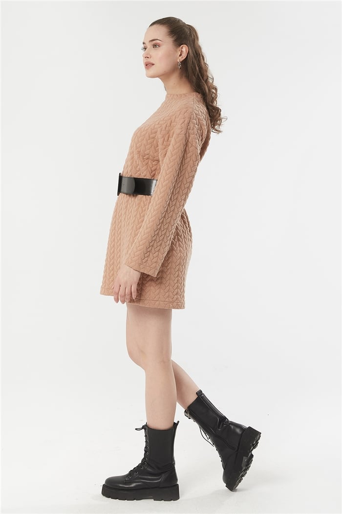 Nisan Kapitone Elbise  CAMEL  N22-1292