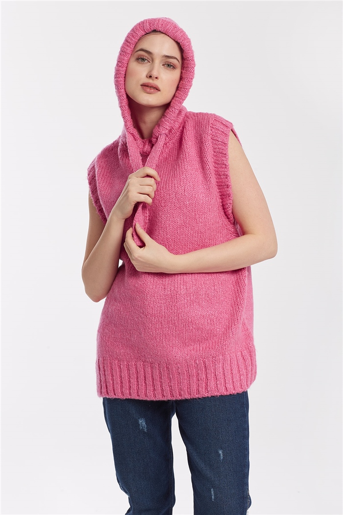 Nisan Kapşonlu Triko Süveter  PEMBE  TT3355-Z