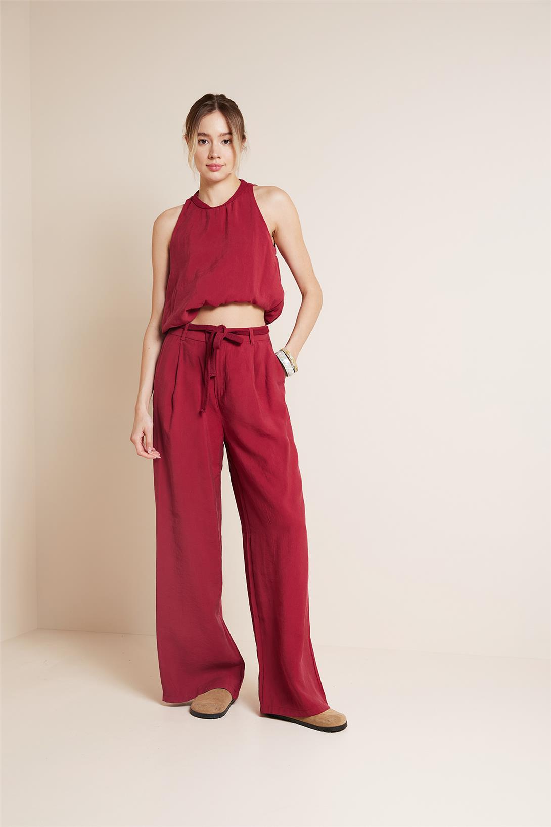 Nisan  KOLSUZ BALON BLUZ BORDO N25-2069