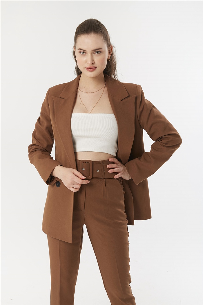 Nisan KRUVAZE İKİ DÜĞMELİ CEKET  KAHVE  N22-1303