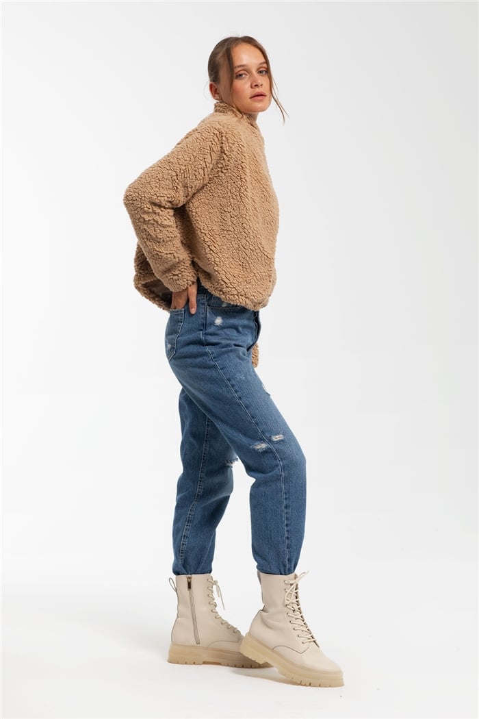 Nisan Kürklü Mont  CAMEL  N21-1234