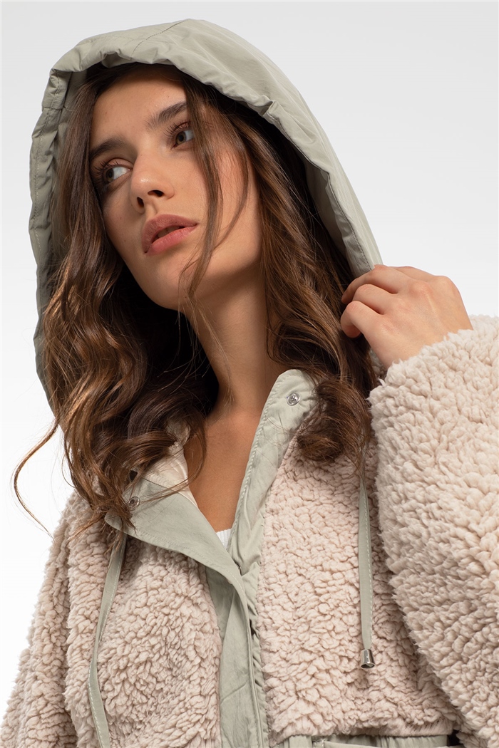 Nisan Peluş Mont  BEJ  N21-1233