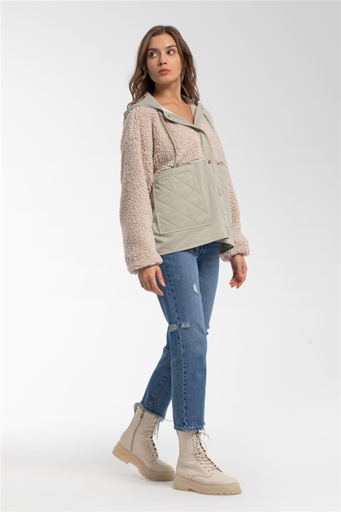 Nisan Peluş Mont  BEJ  N21-1233