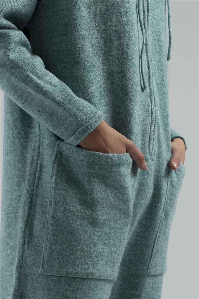 Nisan Reglan Kol Kapşonlu Triko Tulum  MİNT YEŞİLİ  TT2962-Z