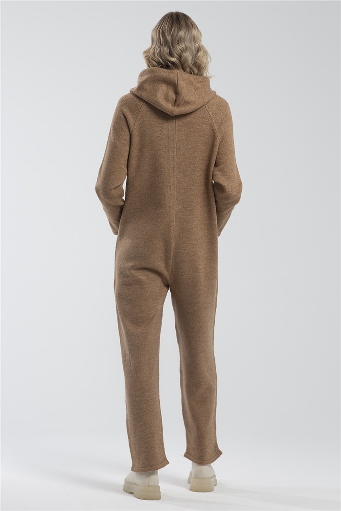 Nisan Reglan Kol Kapşonlu Triko Tulum  CAMEL  TT2962-Z