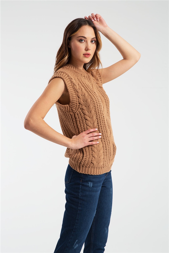 Nisan Saçörgü Triko Süveter  CAMEL  TT2889-Z