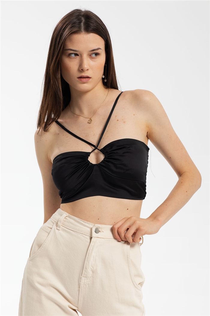 Nisan Saten Bluz  SİYAH  N21-1205