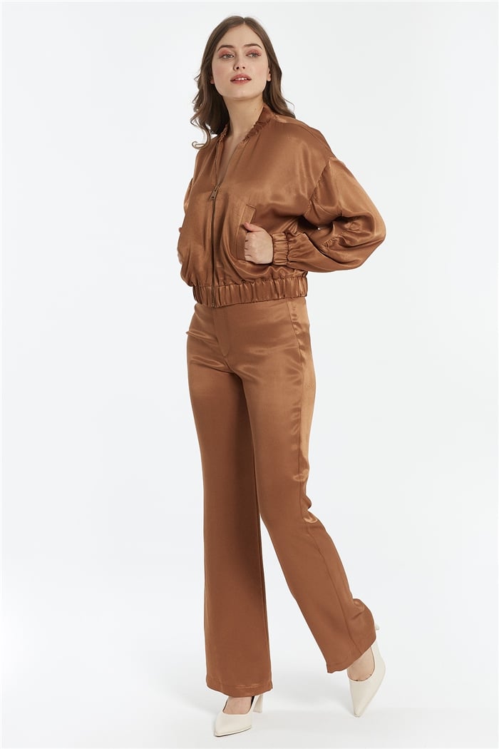 Nisan SATEN BOMBER CEKET  KAHVE  N22-1301