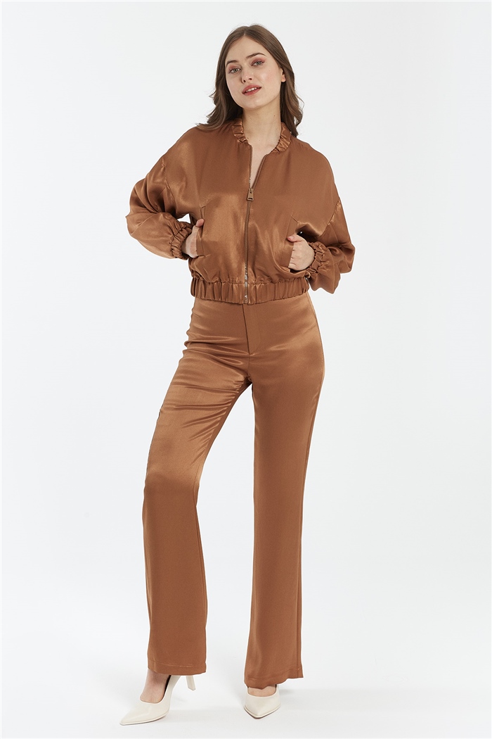 Nisan SATEN BOMBER CEKET  KAHVE  N22-1301