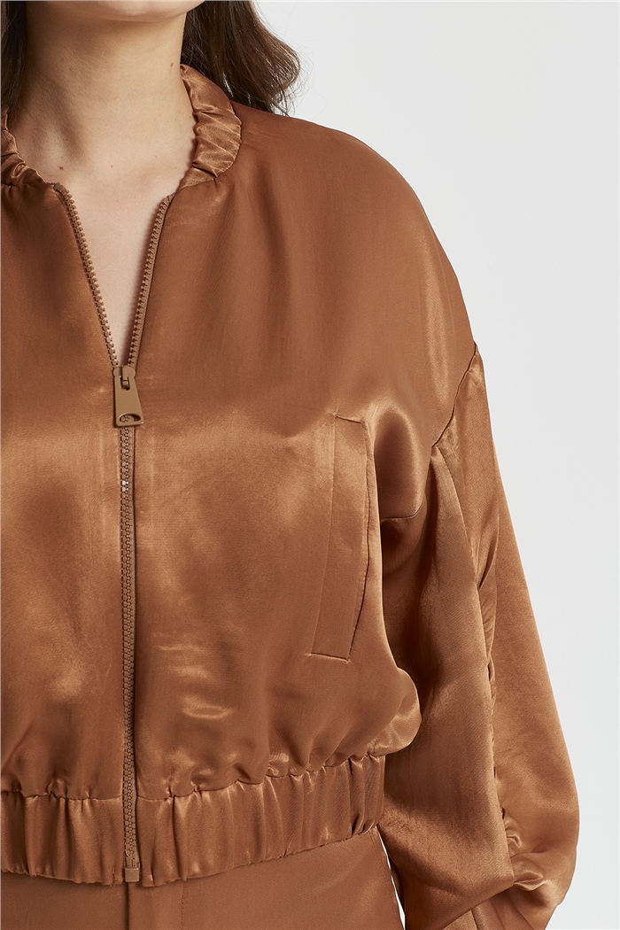 Nisan SATEN BOMBER CEKET  KAHVE  N22-1301
