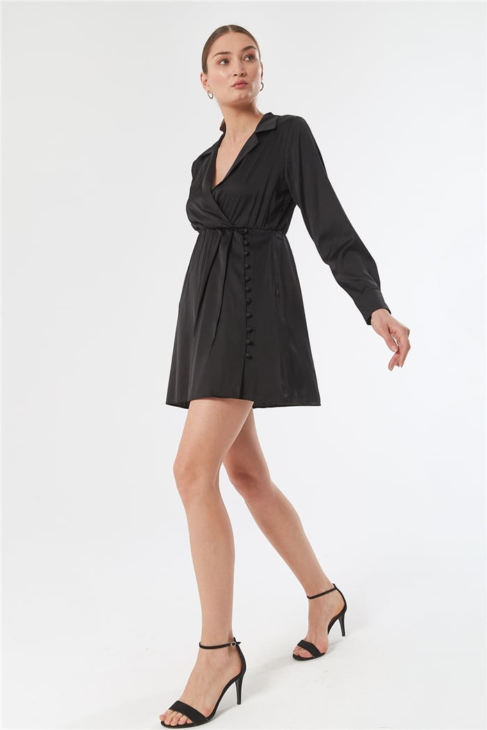 Nisan SATEN ELBİSE  SİYAH  N22-1304