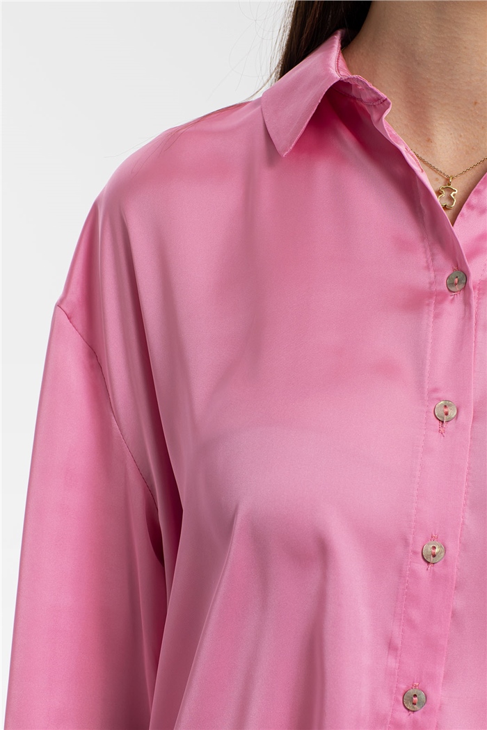 Nisan Saten Gömlek  PEMBE  N21-1206