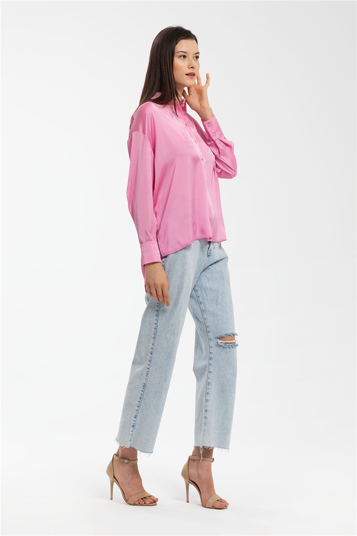 Nisan Saten Gömlek  PEMBE  N21-1206