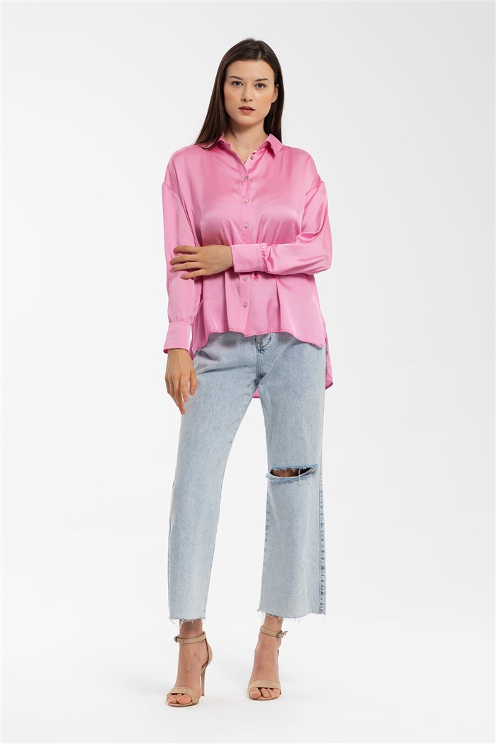 Nisan Saten Gömlek  PEMBE  N21-1206