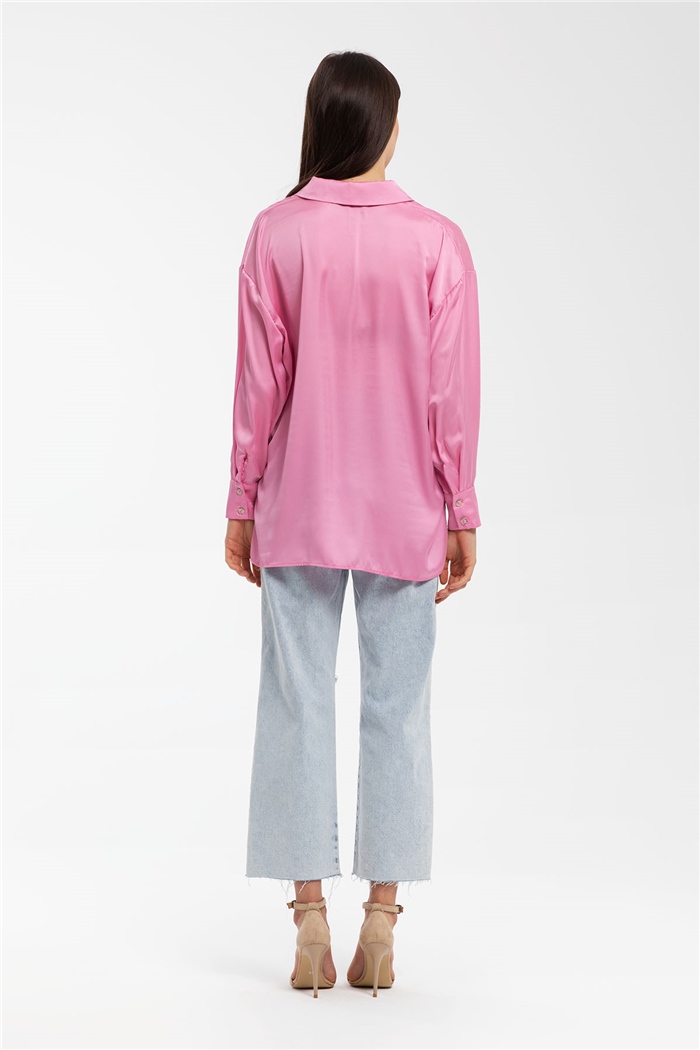 Nisan Saten Gömlek  PEMBE  N21-1206