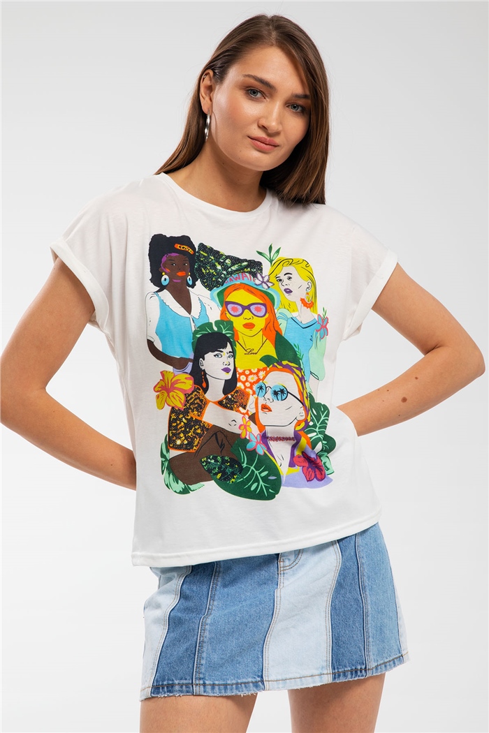 Nisan T-Shirt  EKRU  N21-1089