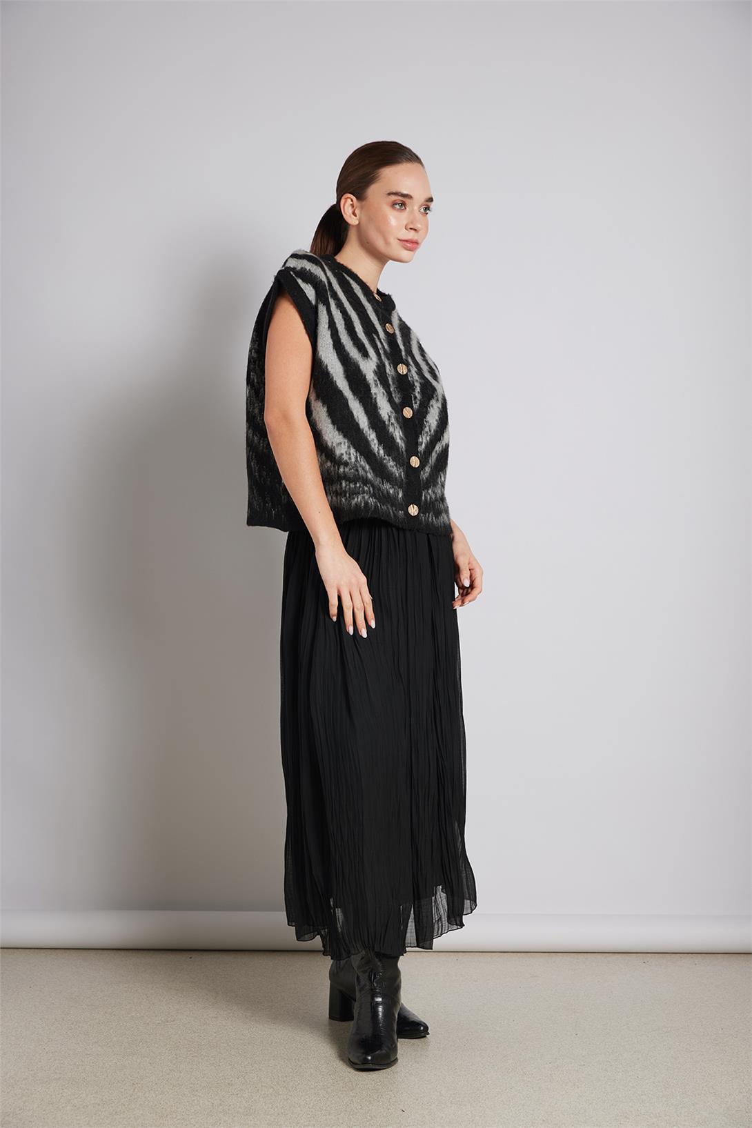 Nisan  ZEBRA DESEN TRİKO SÜVETER SİYAH-GRİ TT4452-Z