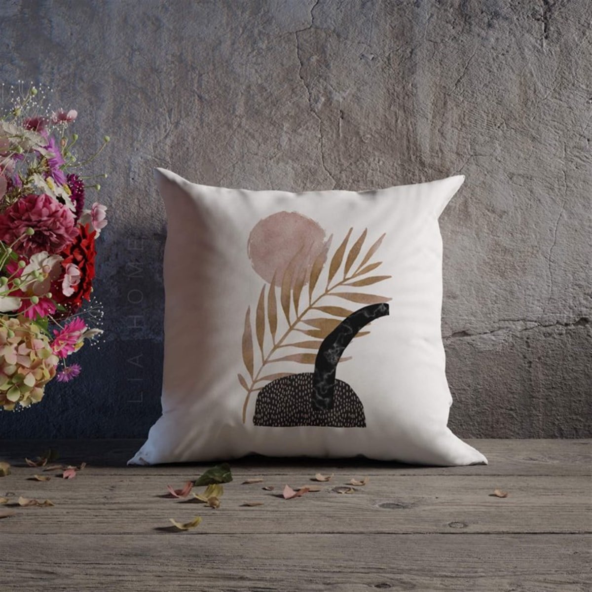 Çift Taraflı Bohem Motif Desenli Dekoratif Kırlent Kılıfı