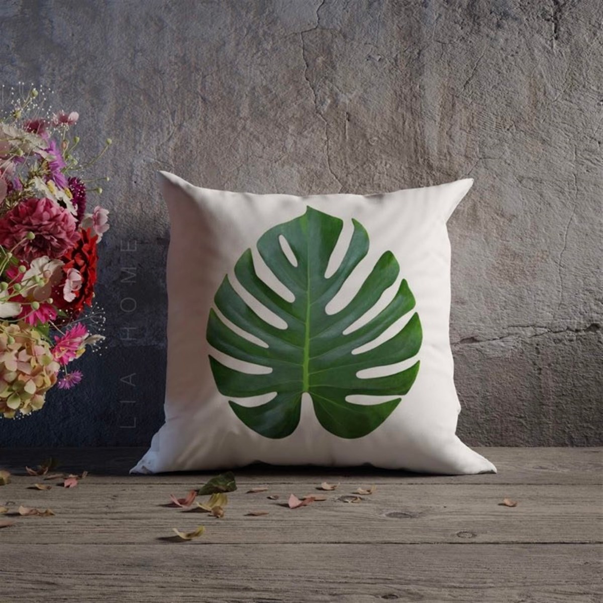 Çift Taraflı Deve Tabanı Desenli Dekoratif Kırlent Kılıfı