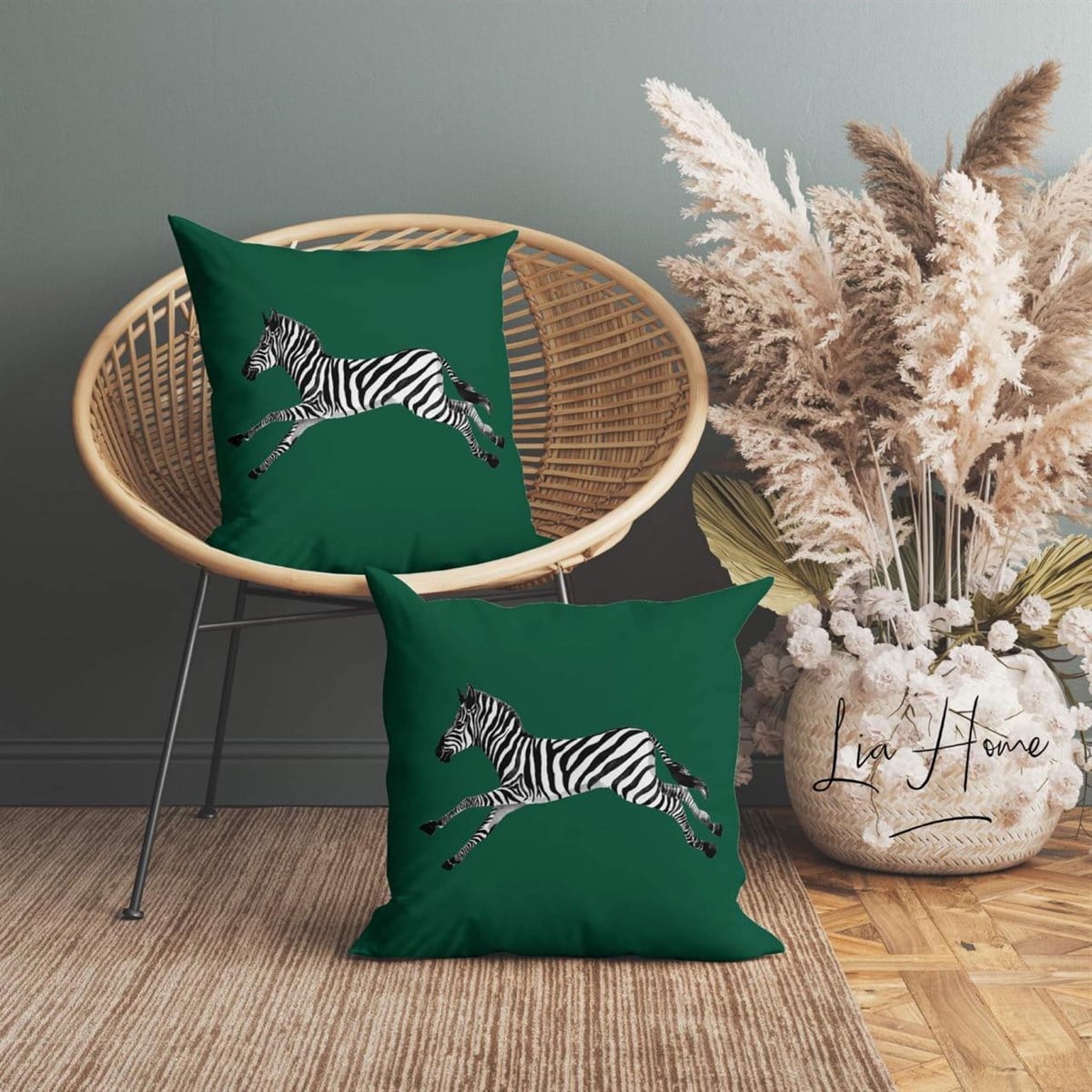 Çift Taraflı Zebra Baskılı Dekoratif 2'li Kırlent Kılıfı Seti