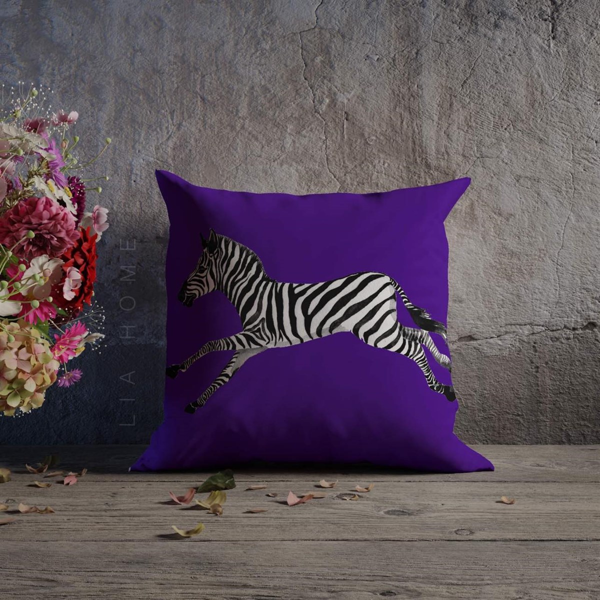 Çift Taraflı Zebra Desenli Dekoratif Kırlent Kılıfı