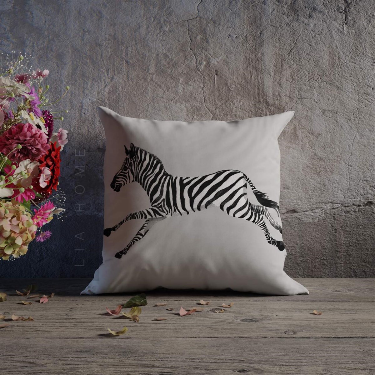 Çift Taraflı Zebra Desenli Dekoratif Kırlent Kılıfı