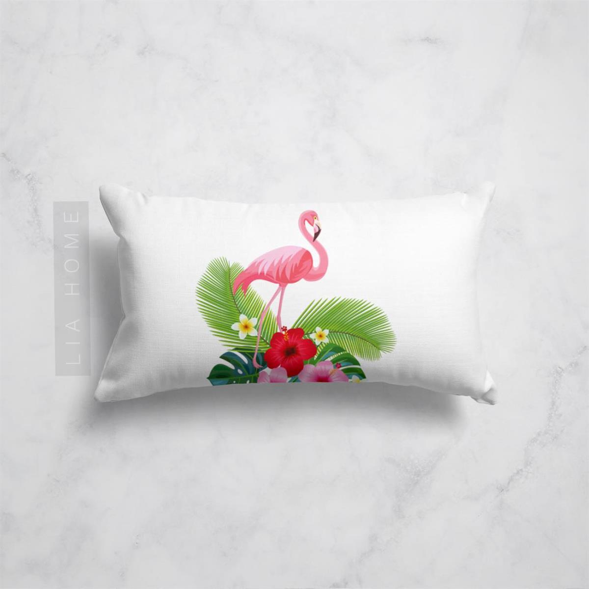 Flamingo Desenli Çift Taraflı Dekoratif Yastık Kılıfı 35 x 55 cm