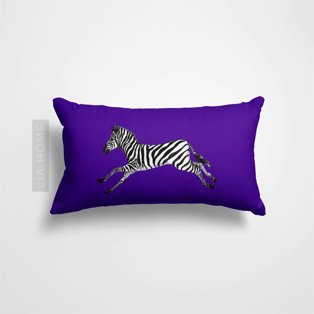 Mor Zebra Desenli Çift Taraflı Dekoratif Yastık Kılıfı 32 x 55 cm