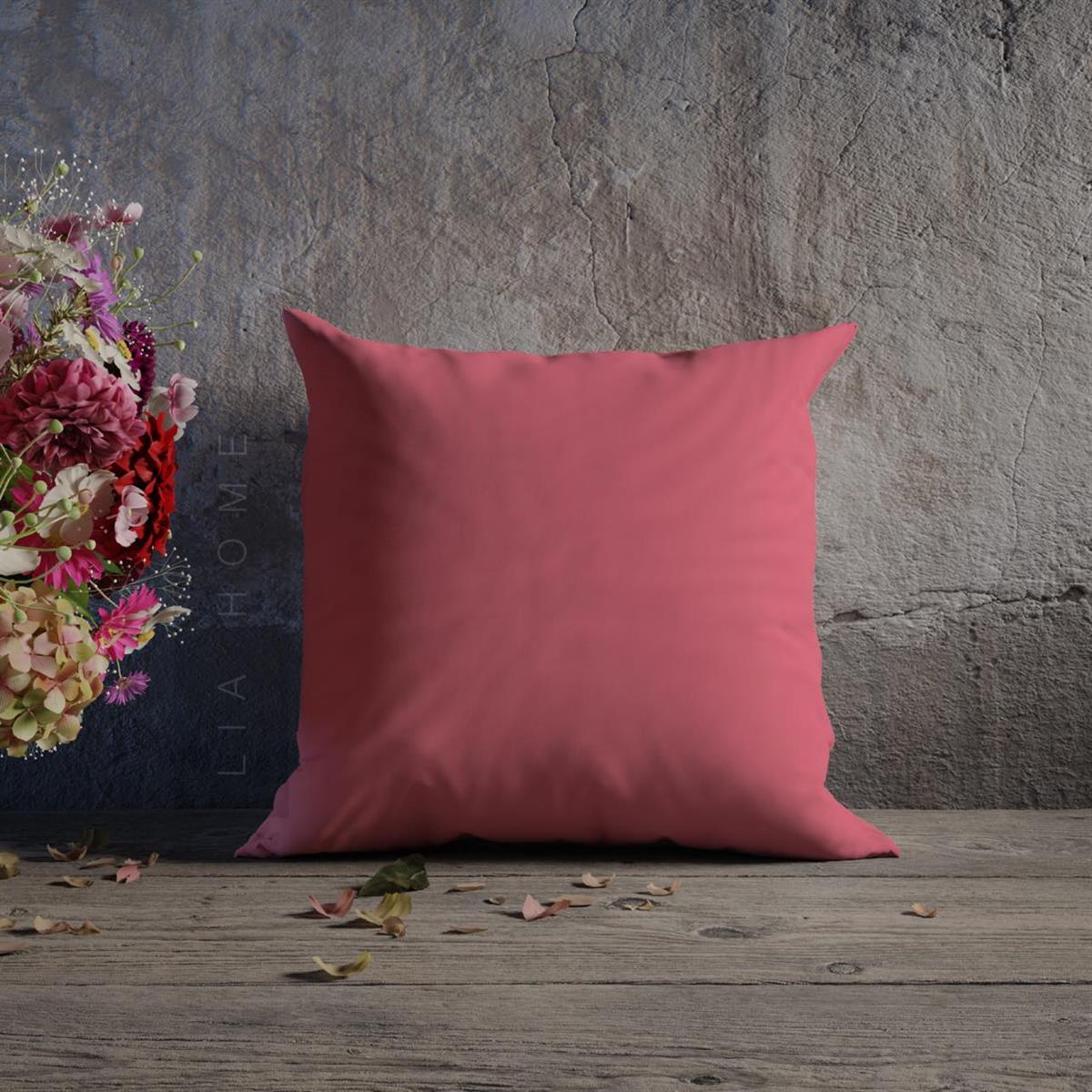 Pembe Renk Çift Taraflı Dekoratif Kırlent Kılıfı