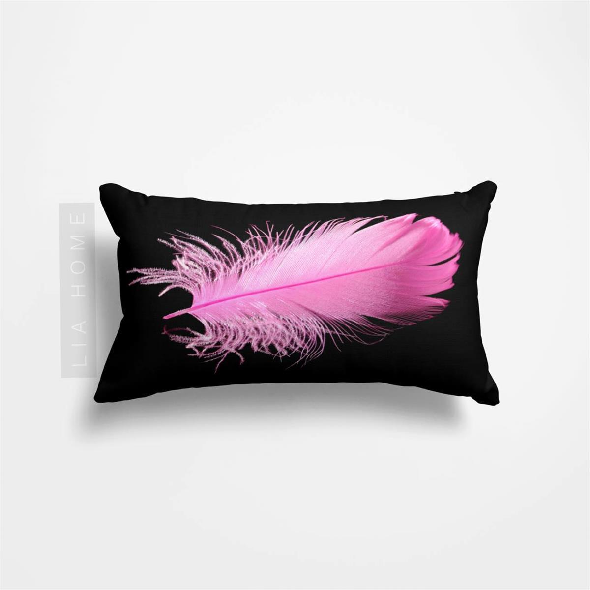 Pembe Tüy Desenli Dekoratif Yastık Kılıfı 35*55 cm 