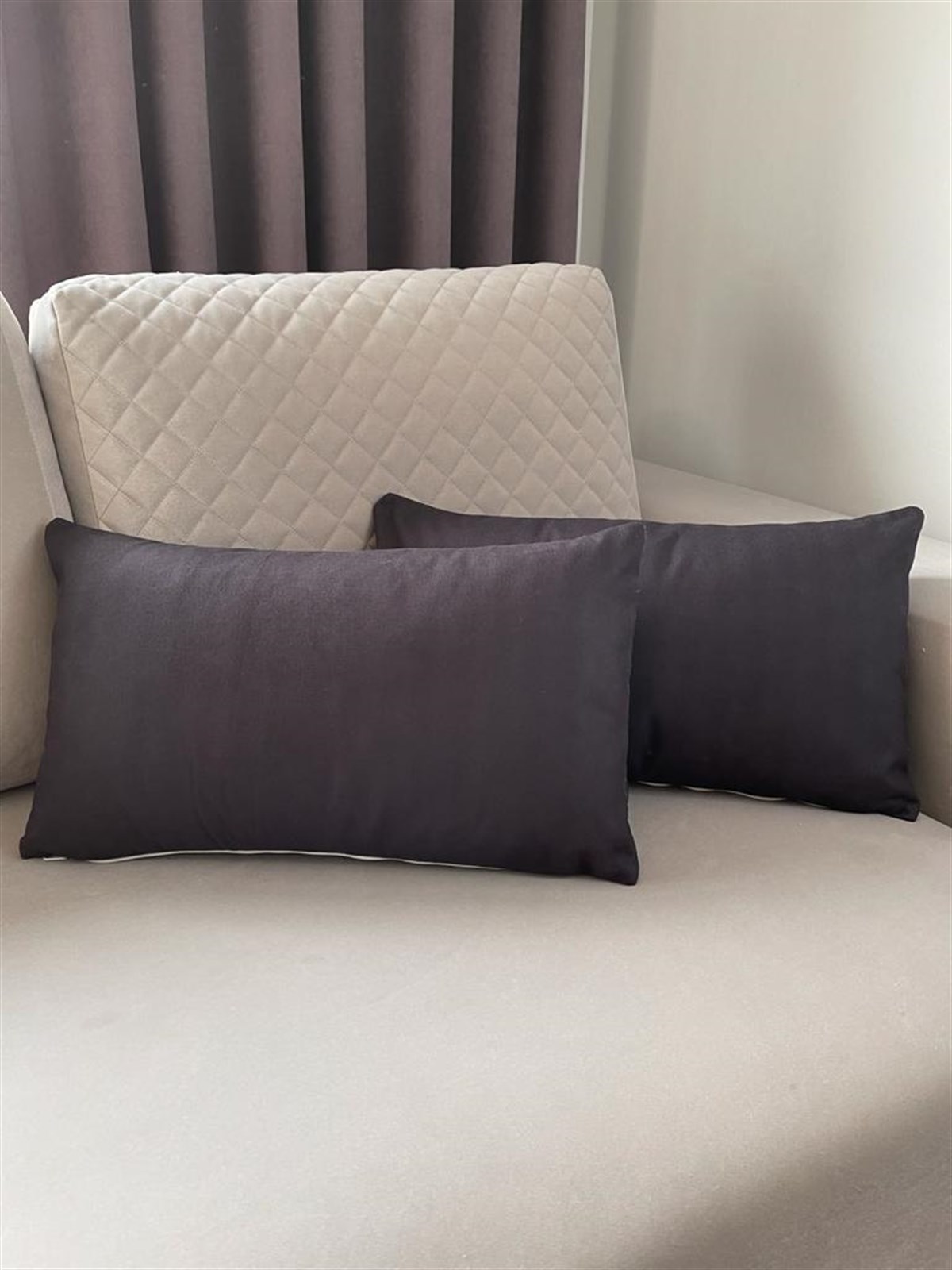 Siyah Renk Dekoratif 2'li Yastık Kılıfı Seti 35 x 55 cm