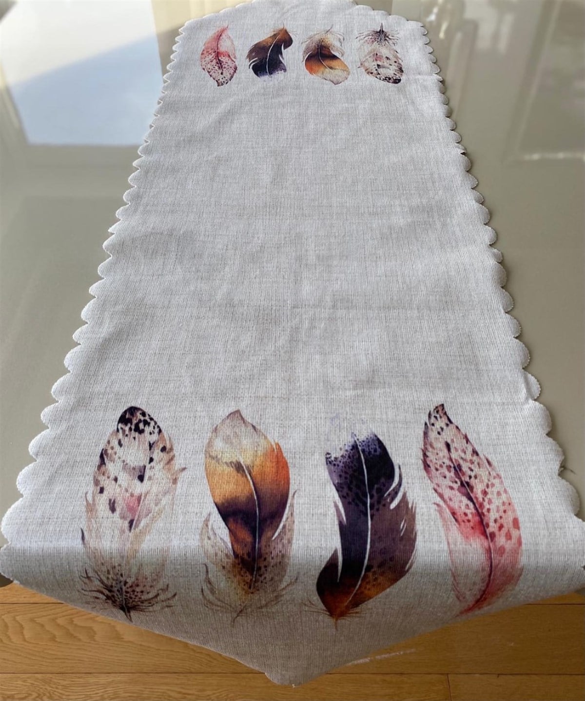 Tüy Desenli 40*140 cm Lazer Kesim Runner