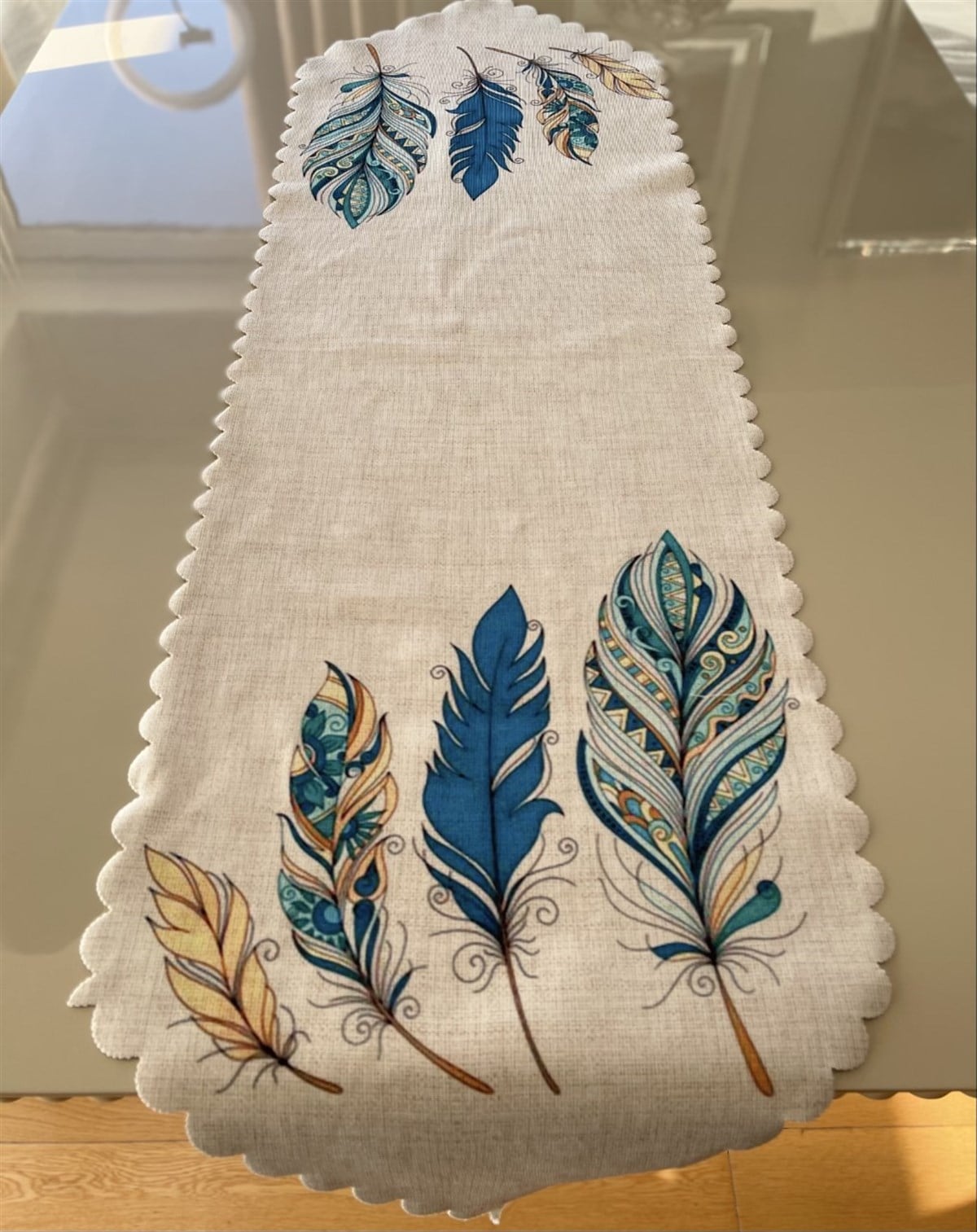 Tüy Desenli 40*140 cm Lazer Kesim Runner