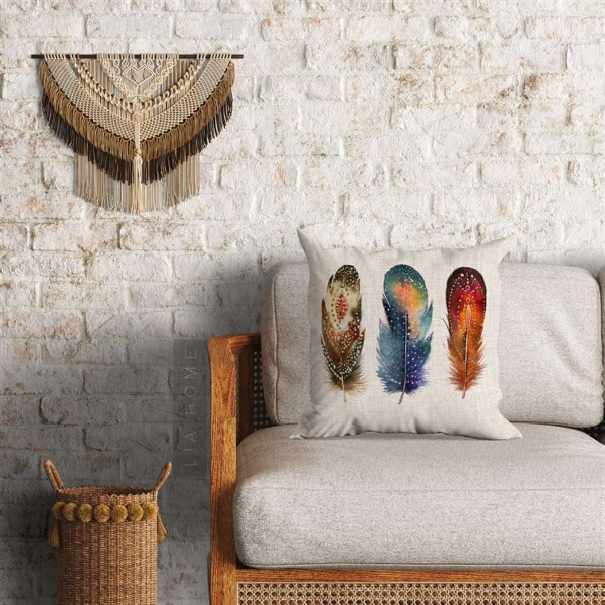 Tüy Desenli Dekoratif Minder Kılıfı 60*60 cm 