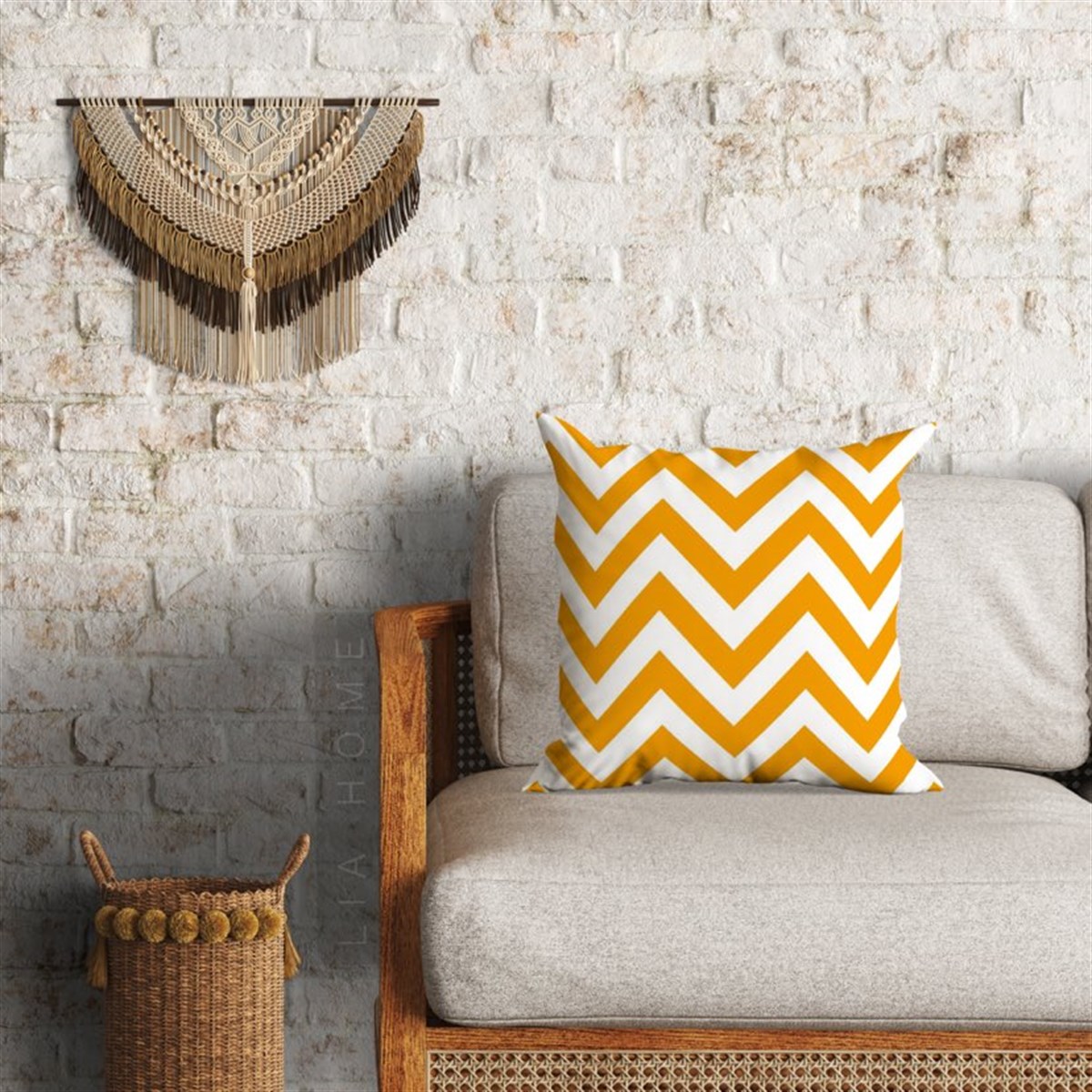 Zigzag Desenli Dekoratif Minder Kılıfı 60 x 60 cm
